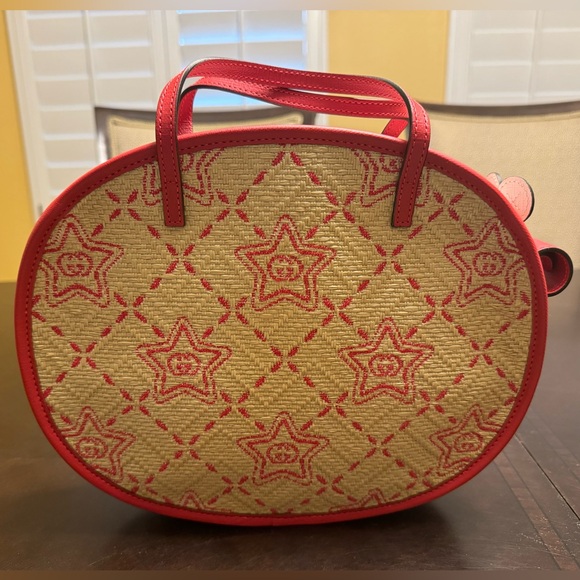 New Gucci GG Star Logo Raffia Snail Bag Tote - Picture 2 of 12